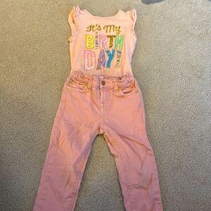 3T Birthday shirt and 7 for mankind jeans